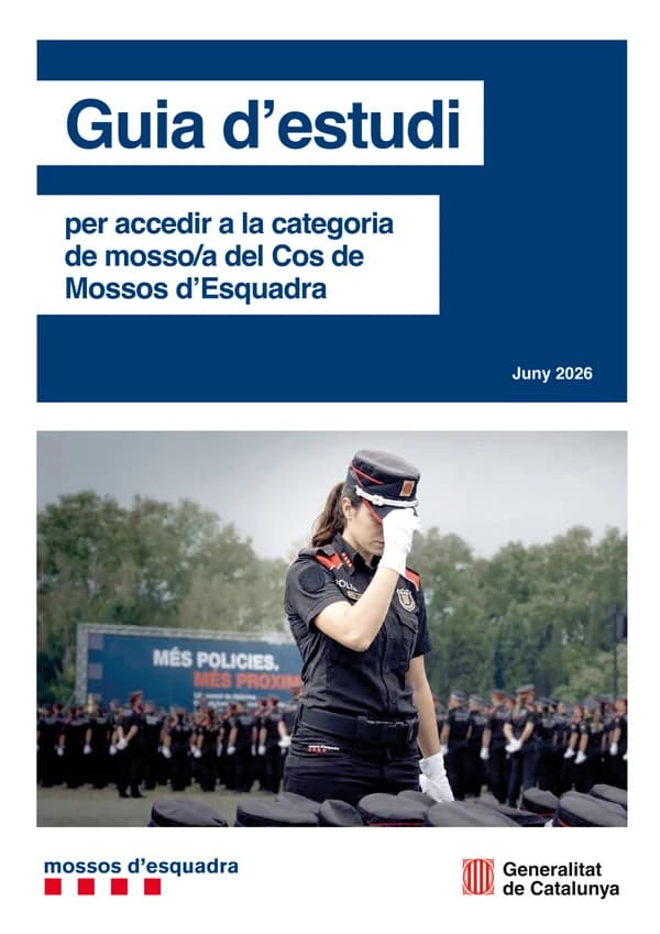 Portada de la guia d’estudi oficial per a l’accés a la categoria de mosso/a — Generalitat de Catalunya